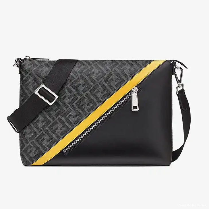 Cheap Bag Slim FF Messenger In Motif Fendi Black Fabric 0706